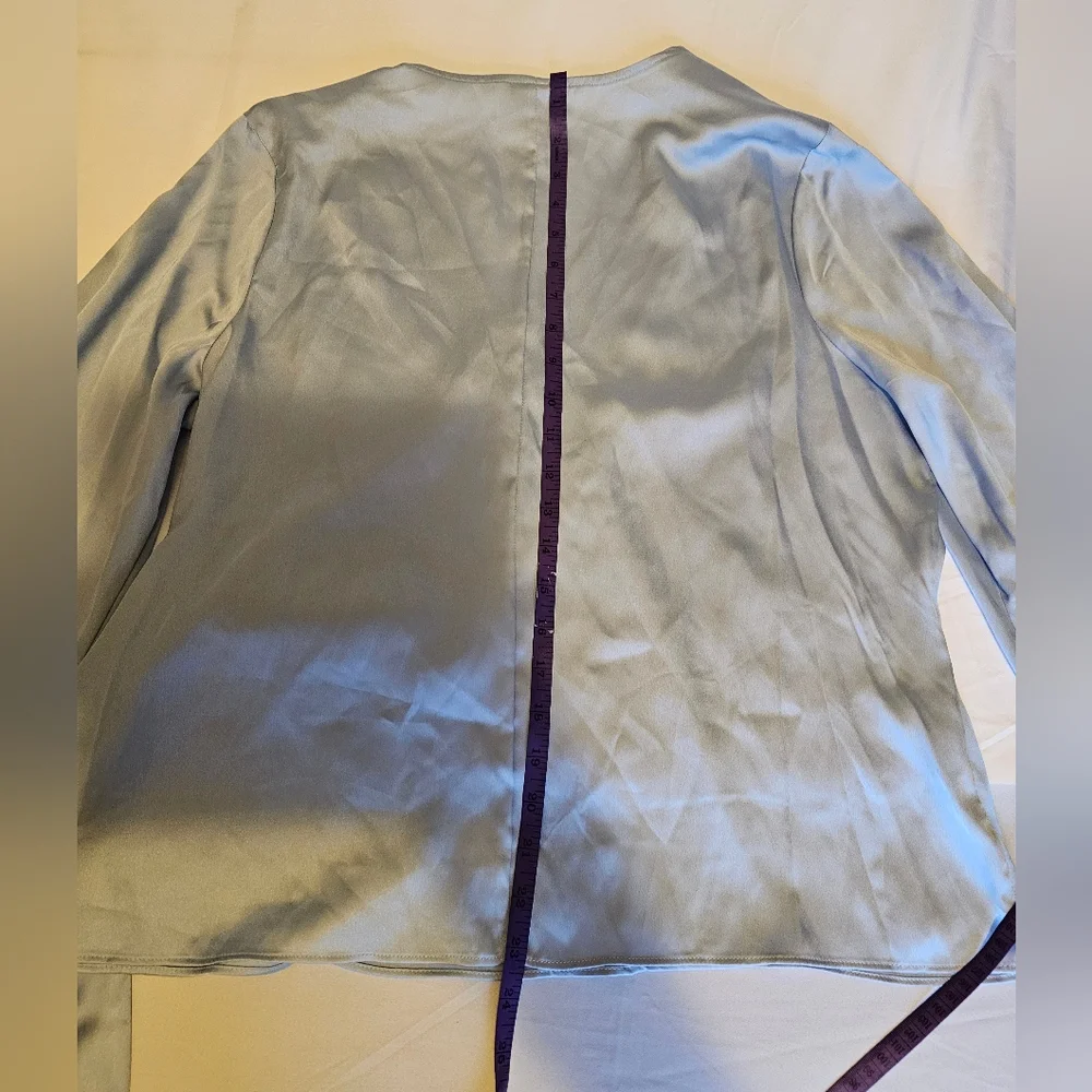 Worthington Soft Blue Wrap Blouse - Picture 12 of 16